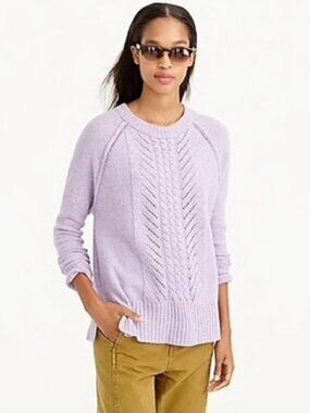2/$30 J.Crew Wool Pointelle Cable Sweater Lilac Small #A1790